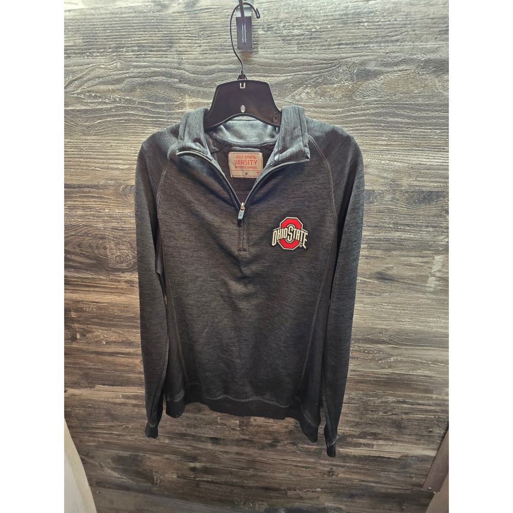 Ohio State Buckeyes Mens Varsity Authentic Apparel Quarter Zip Pullover Gray M